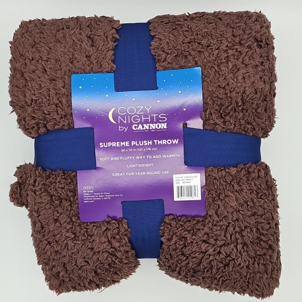 Cozy Nights by Cannon Supreme Plush Throw Blanket Soft Warm Brown 50x70 M74884